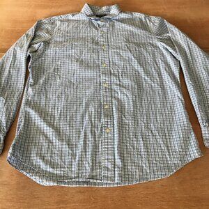 Polo Ralph Lauren Slim Fit Shirt Men XL Blue Plaid Long Sleeve Collared Preppy